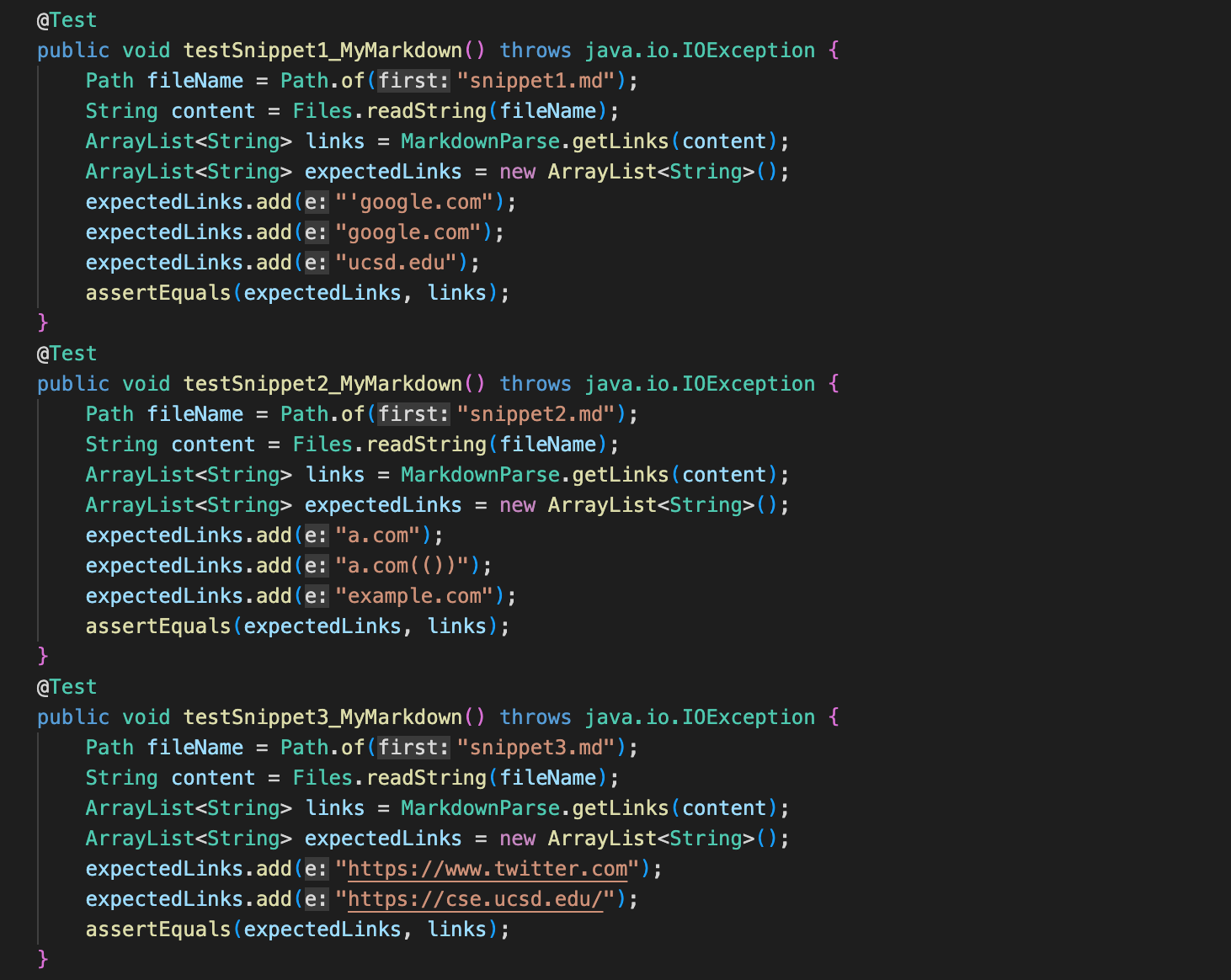 Test code