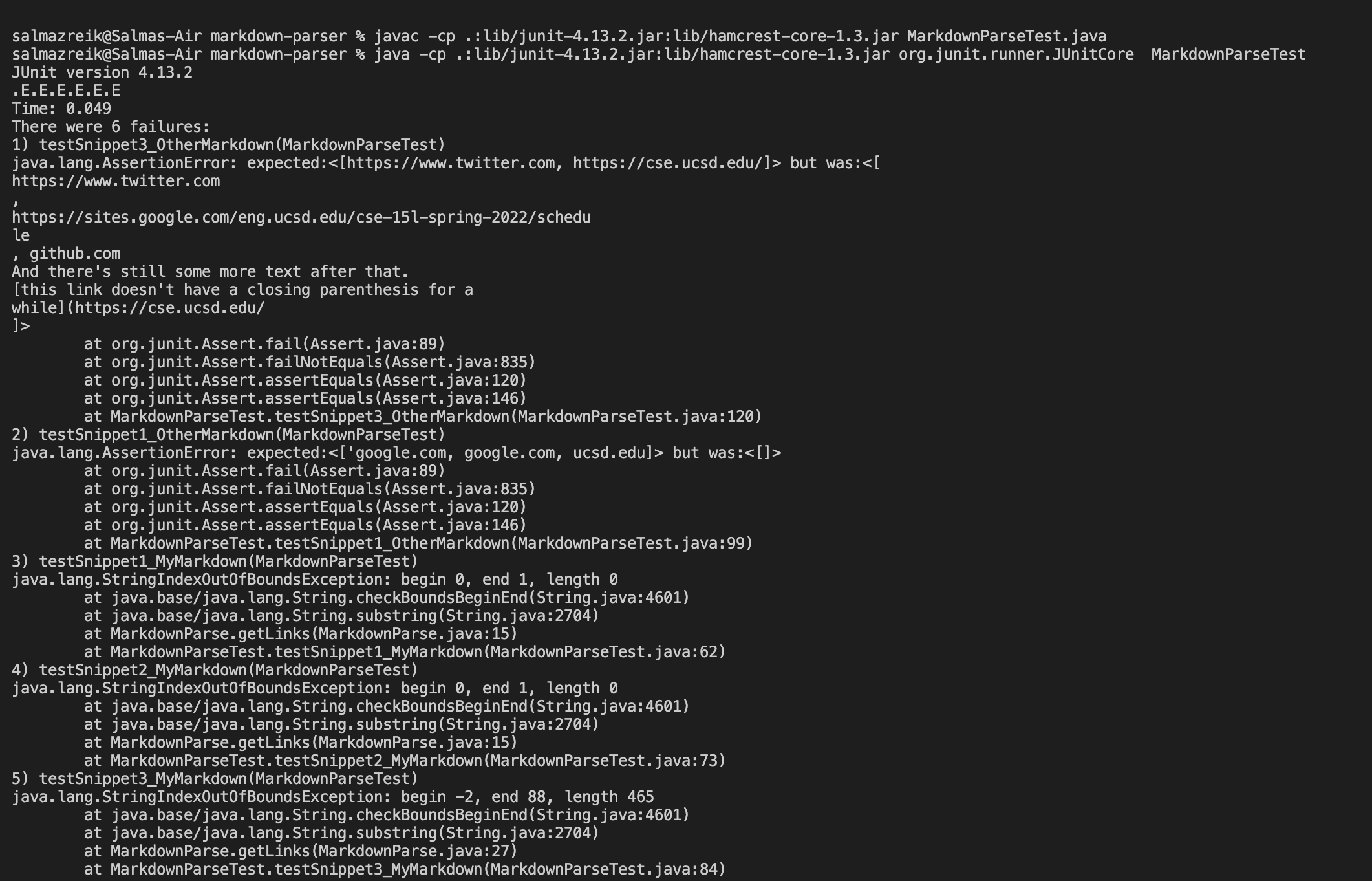 Test output